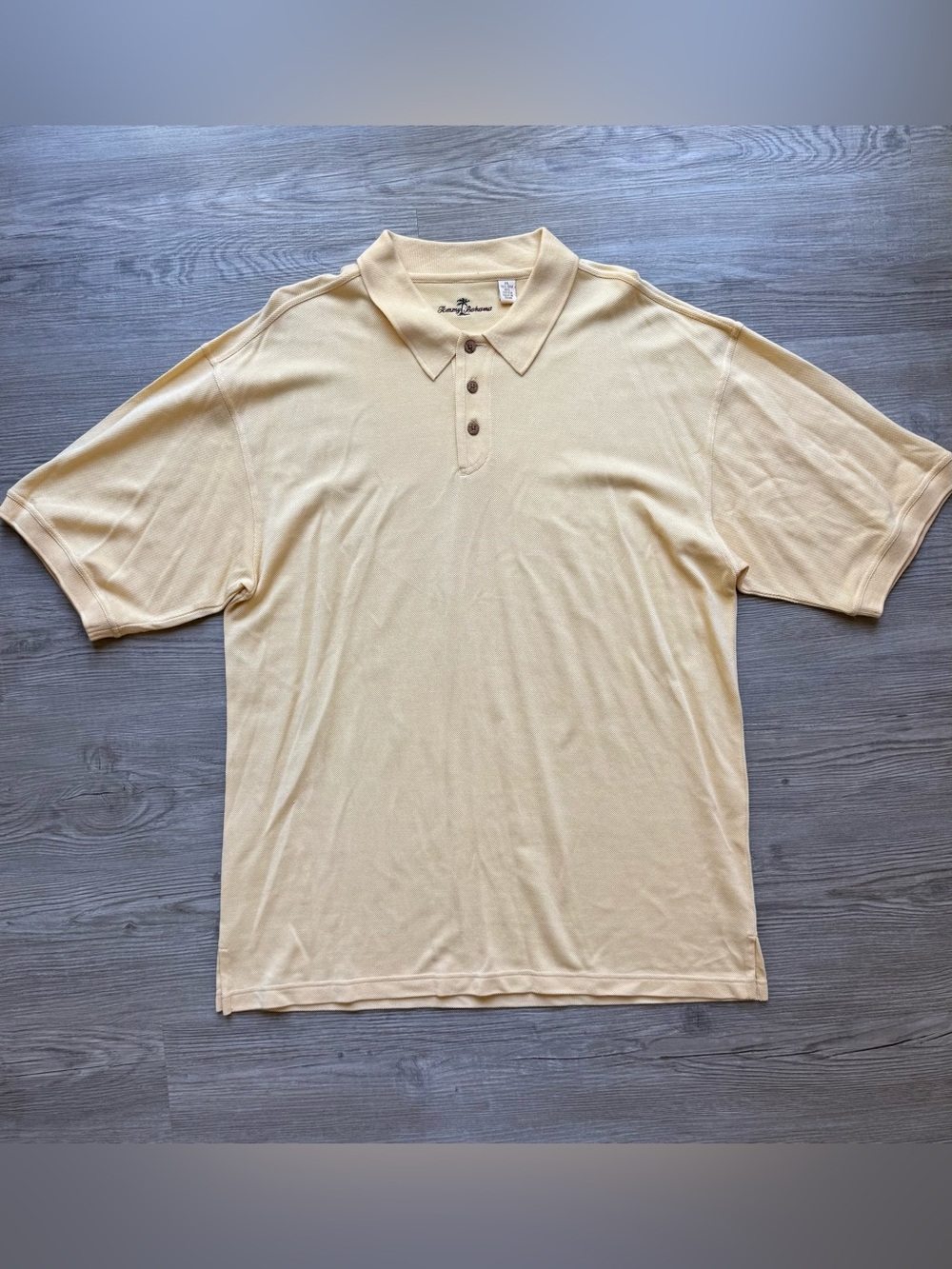 Tommy Bahama Polo Shirt XL Silk Cotton Yellow Short Sleeve Island Luxury